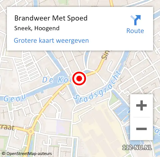 Locatie op kaart van de 112 melding: Brandweer Met Spoed Naar Sneek, Hoogend op 5 september 2013 20:31