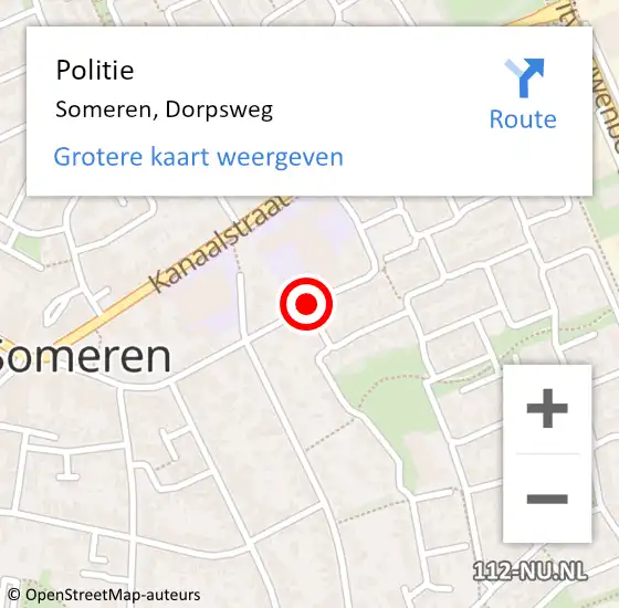 Locatie op kaart van de 112 melding: Politie Someren, Dorpsweg op 27 november 2020 14:58