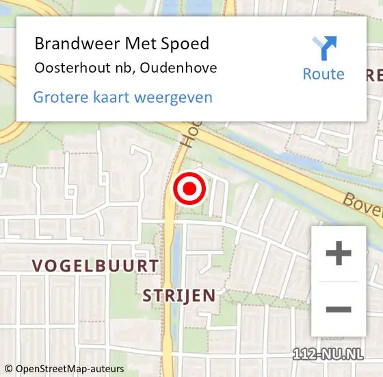 Locatie op kaart van de 112 melding: Brandweer Met Spoed Naar Oosterhout nb, Oudenhove op 27 november 2020 15:21