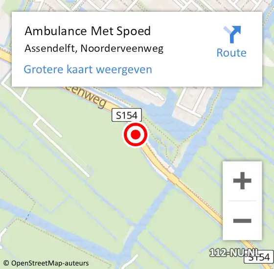 Locatie op kaart van de 112 melding: Ambulance Met Spoed Naar Assendelft, Noorderveenweg op 27 november 2020 16:01