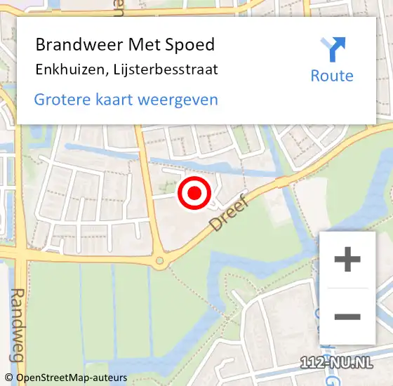 Locatie op kaart van de 112 melding: Brandweer Met Spoed Naar Enkhuizen, Lijsterbesstraat op 27 november 2020 16:25