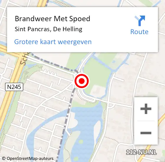 Locatie op kaart van de 112 melding: Brandweer Met Spoed Naar Sint Pancras, De Helling op 27 november 2020 16:27