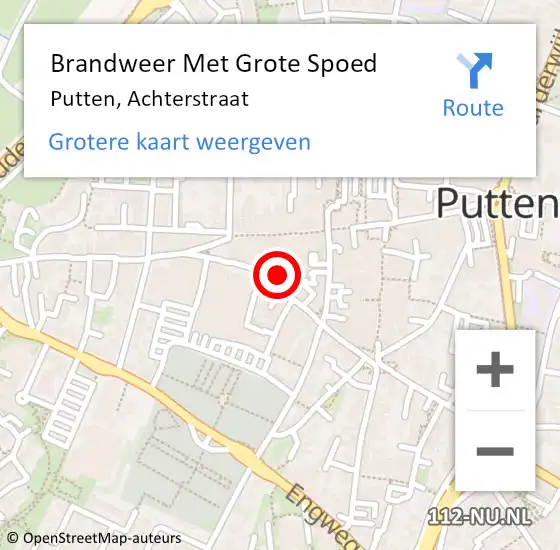 Locatie op kaart van de 112 melding: Brandweer Met Grote Spoed Naar Putten, Achterstraat op 25 mei 2014 21:02