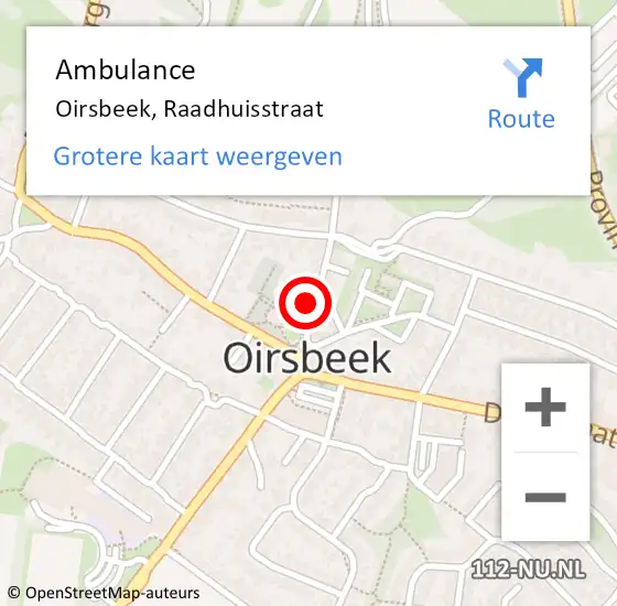 Locatie op kaart van de 112 melding: Ambulance Oirsbeek, Raadhuisstraat op 25 mei 2014 21:08