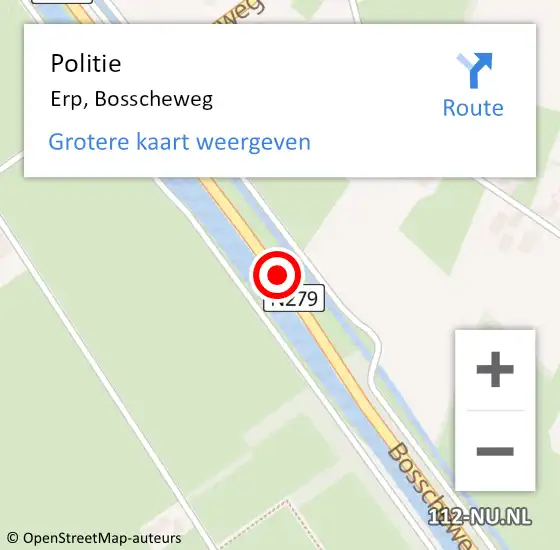 Locatie op kaart van de 112 melding: Politie Erp, Bosscheweg op 27 november 2020 17:22