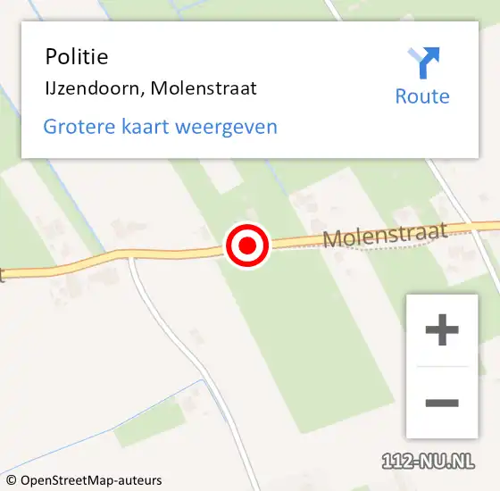 Locatie op kaart van de 112 melding: Politie IJzendoorn, Molenstraat op 27 november 2020 17:27