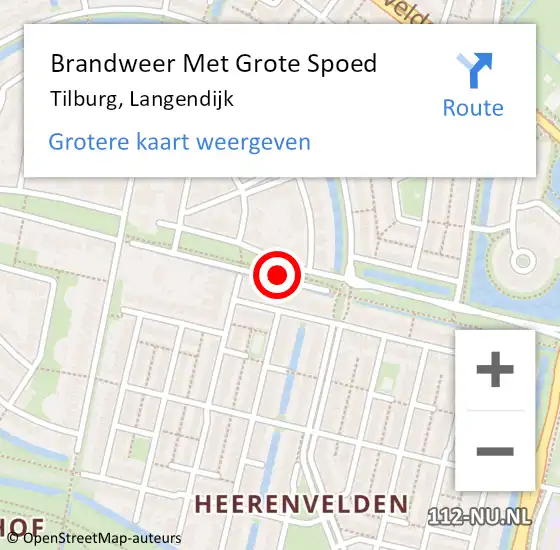 Locatie op kaart van de 112 melding: Brandweer Met Grote Spoed Naar Tilburg, Langendijk op 27 november 2020 18:46