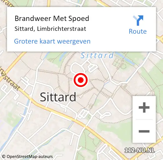 Locatie op kaart van de 112 melding: Brandweer Met Spoed Naar Sittard, Limbrichterstraat op 27 november 2020 19:01