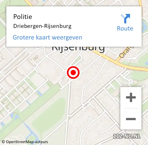 Locatie op kaart van de 112 melding: Politie Driebergen-Rijsenburg op 27 november 2020 19:43
