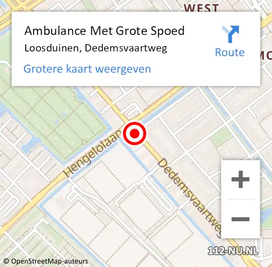 Locatie op kaart van de 112 melding: Ambulance Met Grote Spoed Naar Loosduinen, Dedemsvaartweg op 27 november 2020 20:00