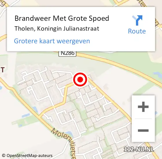 Locatie op kaart van de 112 melding: Brandweer Met Grote Spoed Naar Tholen, Koningin Julianastraat op 27 november 2020 20:07