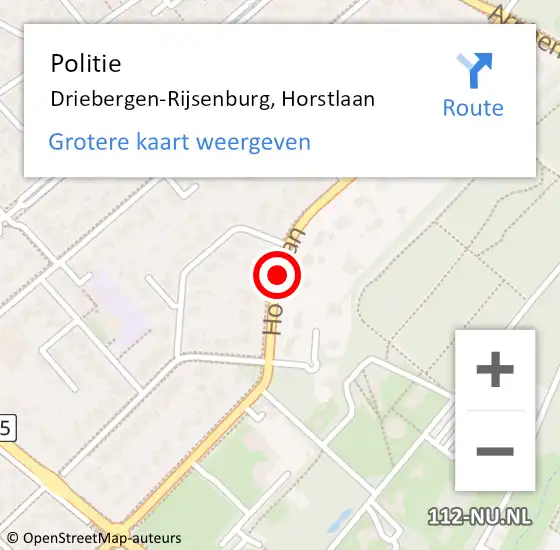 Locatie op kaart van de 112 melding: Politie Driebergen-Rijsenburg, Horstlaan op 27 november 2020 20:20