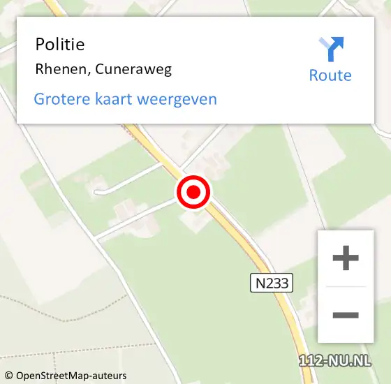 Locatie op kaart van de 112 melding: Politie Rhenen, Cuneraweg op 27 november 2020 21:00