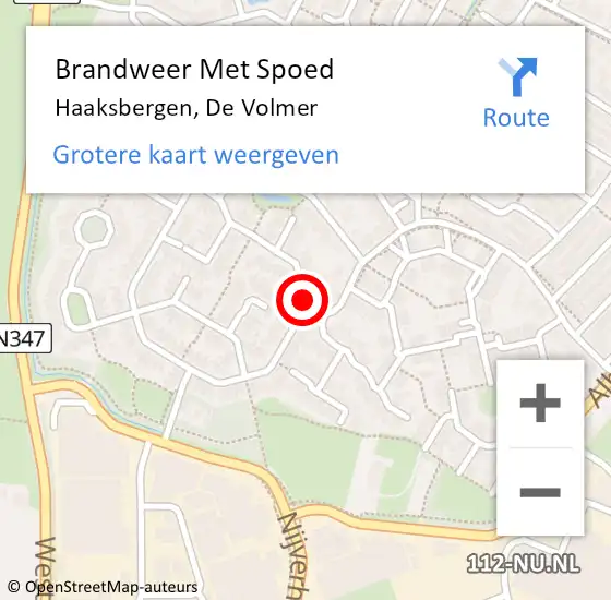 Locatie op kaart van de 112 melding: Brandweer Met Spoed Naar Haaksbergen, De Volmer op 27 november 2020 21:49