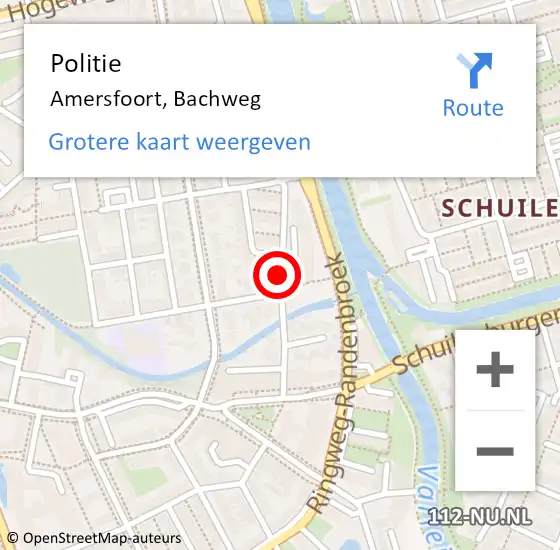 Locatie op kaart van de 112 melding: Politie Amersfoort, Bachweg op 27 november 2020 21:58