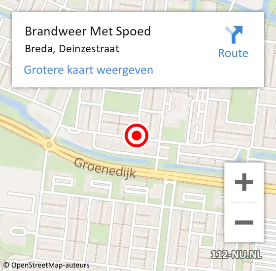 Locatie op kaart van de 112 melding: Brandweer Met Spoed Naar Breda, Deinzestraat op 27 november 2020 23:36