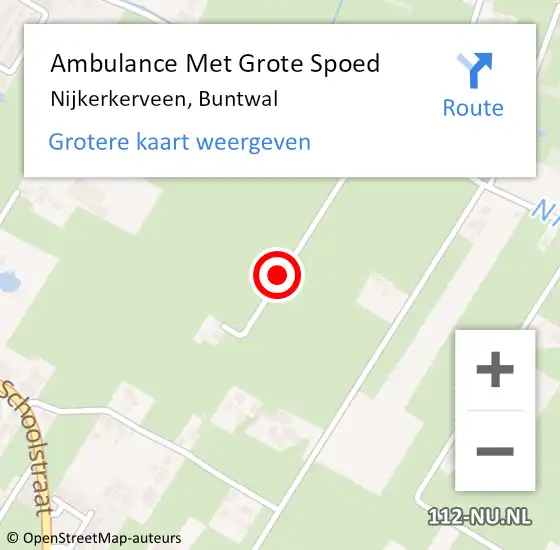 Locatie op kaart van de 112 melding: Ambulance Met Grote Spoed Naar Nijkerkerveen, Buntwal op 27 november 2020 23:49