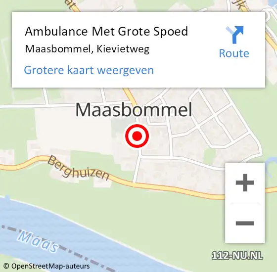 Locatie op kaart van de 112 melding: Ambulance Met Grote Spoed Naar Maasbommel, Kievietweg op 25 mei 2014 21:56