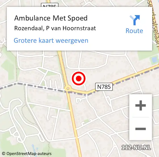 Locatie op kaart van de 112 melding: Ambulance Met Spoed Naar Rozendaal, P van Hoornstraat op 25 mei 2014 21:59