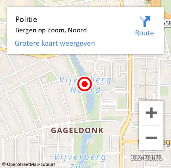 Locatie op kaart van de 112 melding: Politie Bergen op Zoom, Noord op 28 november 2020 15:40