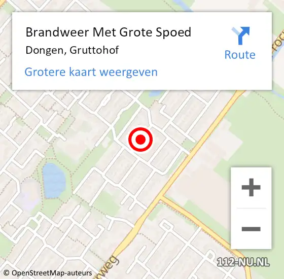 Locatie op kaart van de 112 melding: Brandweer Met Grote Spoed Naar Dongen, Gruttohof op 28 november 2020 16:02