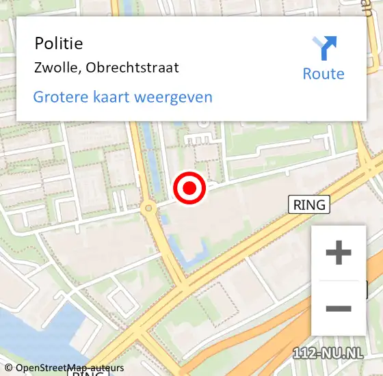 Locatie op kaart van de 112 melding: Politie Zwolle, Obrechtstraat op 28 november 2020 17:17