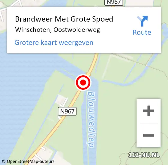 Locatie op kaart van de 112 melding: Brandweer Met Grote Spoed Naar Winschoten, Oostwolderweg op 28 november 2020 17:25