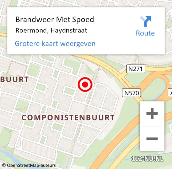 Locatie op kaart van de 112 melding: Brandweer Met Spoed Naar Roermond, Haydnstraat op 28 november 2020 17:33