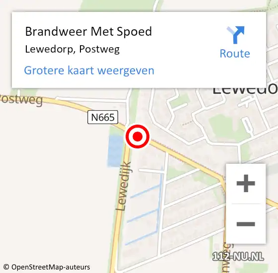 Locatie op kaart van de 112 melding: Brandweer Met Spoed Naar Lewedorp, Postweg op 28 november 2020 17:43