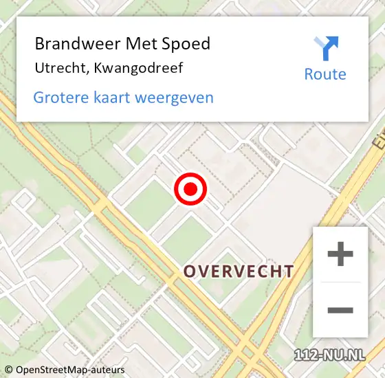 Locatie op kaart van de 112 melding: Brandweer Met Spoed Naar Utrecht, Kwangodreef op 28 november 2020 18:19