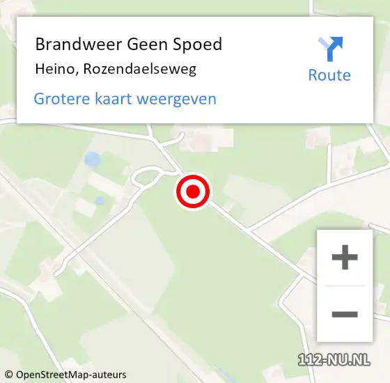 Locatie op kaart van de 112 melding: Brandweer Geen Spoed Naar Heino, Rozendaelseweg op 28 november 2020 20:33