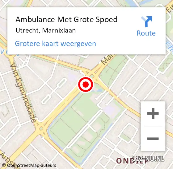 Locatie op kaart van de 112 melding: Ambulance Met Grote Spoed Naar Utrecht, Marnixlaan op 28 november 2020 20:36