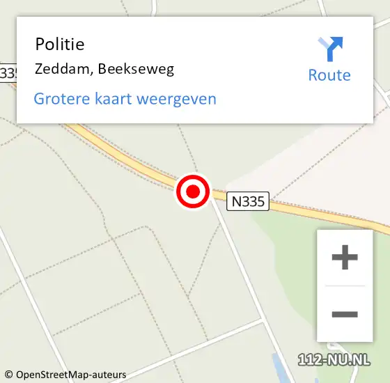 Locatie op kaart van de 112 melding: Politie Zeddam, Beekseweg op 28 november 2020 22:55