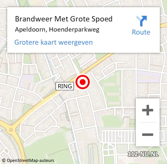 Locatie op kaart van de 112 melding: Brandweer Met Grote Spoed Naar Apeldoorn, Hoenderparkweg op 28 november 2020 23:13