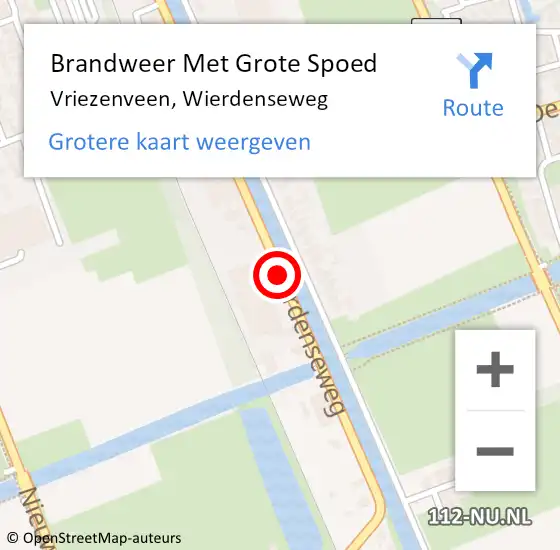 Locatie op kaart van de 112 melding: Brandweer Met Grote Spoed Naar Vriezenveen, Wierdenseweg op 28 november 2020 23:26