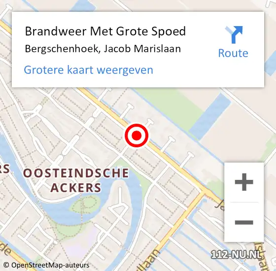 Locatie op kaart van de 112 melding: Brandweer Met Grote Spoed Naar Bergschenhoek, Jacob Marislaan op 28 november 2020 23:46