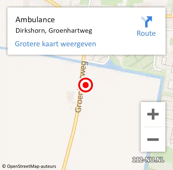 Locatie op kaart van de 112 melding: Ambulance Dirkshorn, Groenhartweg op 29 november 2020 00:42