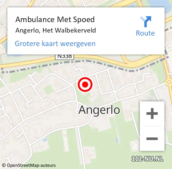 Locatie op kaart van de 112 melding: Ambulance Met Spoed Naar Angerlo, Het Walbekerveld op 29 november 2020 01:31