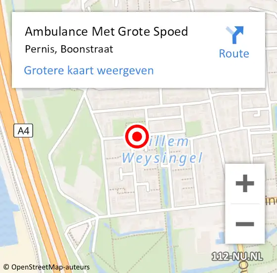 Locatie op kaart van de 112 melding: Ambulance Met Grote Spoed Naar Pernis, Boonstraat op 29 november 2020 01:39