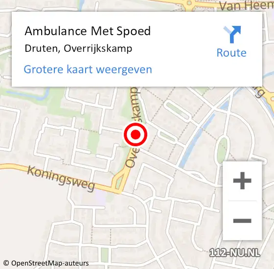 Locatie op kaart van de 112 melding: Ambulance Met Spoed Naar Druten, Overrijkskamp op 29 november 2020 02:34