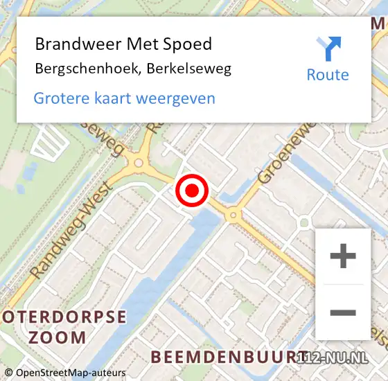 Locatie op kaart van de 112 melding: Brandweer Met Spoed Naar Bergschenhoek, Berkelseweg op 29 november 2020 03:41