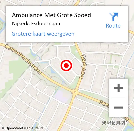 Locatie op kaart van de 112 melding: Ambulance Met Grote Spoed Naar Nijkerk, Esdoornlaan op 29 november 2020 06:37