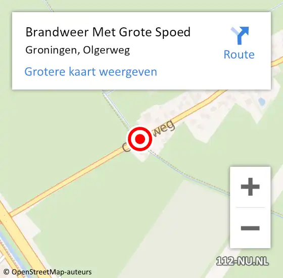 Locatie op kaart van de 112 melding: Brandweer Met Grote Spoed Naar Groningen, Olgerweg op 29 november 2020 07:56