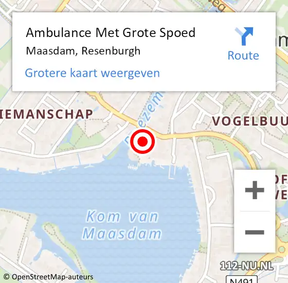 Locatie op kaart van de 112 melding: Ambulance Met Grote Spoed Naar Maasdam, Resenburgh op 29 november 2020 08:03