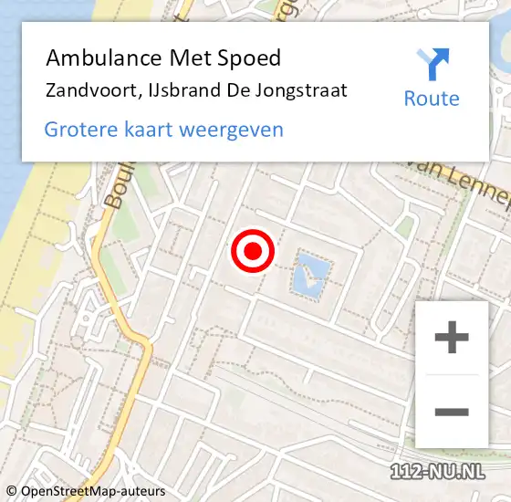 Locatie op kaart van de 112 melding: Ambulance Met Spoed Naar Zandvoort, IJsbrand De Jongstraat op 25 mei 2014 23:51