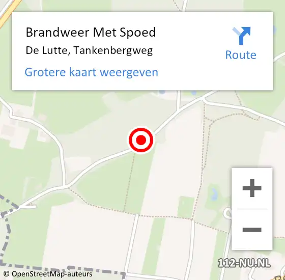 Locatie op kaart van de 112 melding: Brandweer Met Spoed Naar De Lutte, Tankenbergweg op 29 november 2020 09:05