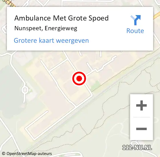 Locatie op kaart van de 112 melding: Ambulance Met Grote Spoed Naar Nunspeet, Energieweg op 29 november 2020 11:13