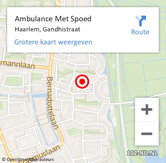 Locatie op kaart van de 112 melding: Ambulance Met Spoed Naar Haarlem, Gandhistraat op 29 november 2020 11:36