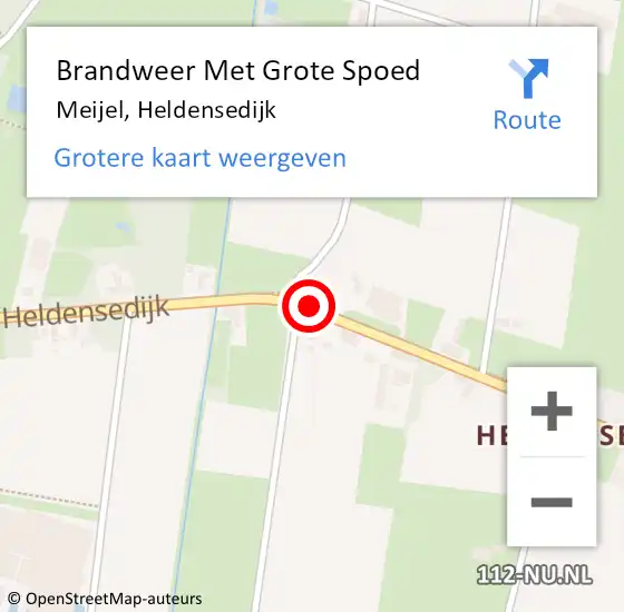 Locatie op kaart van de 112 melding: Brandweer Met Grote Spoed Naar Meijel, Heldensedijk op 29 november 2020 12:31