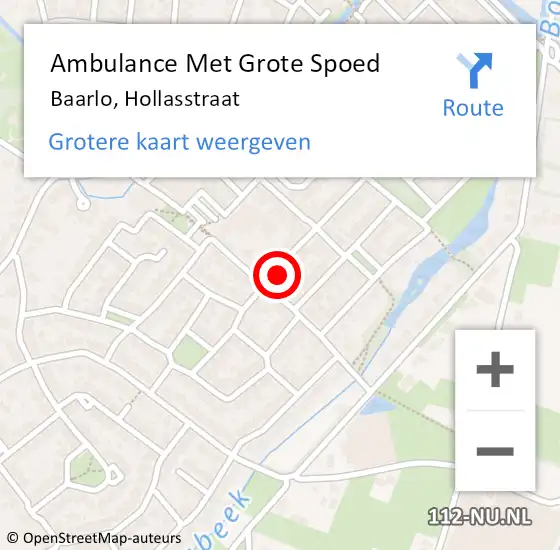 Locatie op kaart van de 112 melding: Ambulance Met Grote Spoed Naar Baarlo, Hollasstraat op 26 mei 2014 00:26